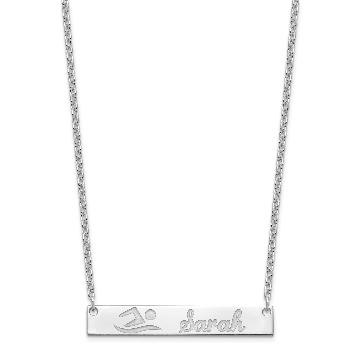 Sterling Silver Rhodium plated Medium Customized Bar Necklace