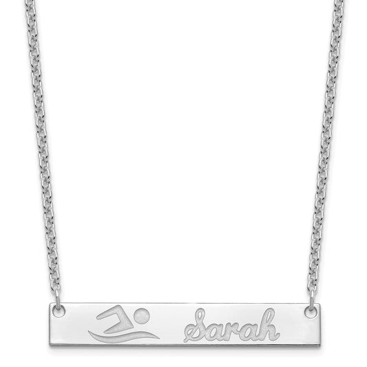 Sterling Silver Rhodium plated Medium Customized Bar Necklace