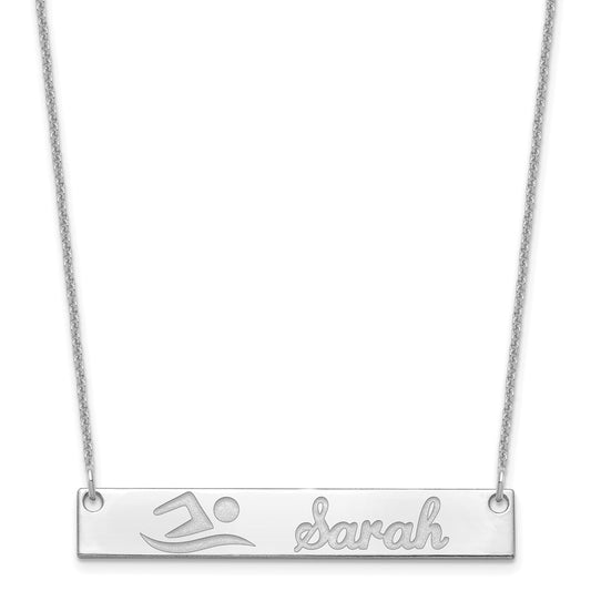 14K White Gold Medium Customized Bar Necklace
