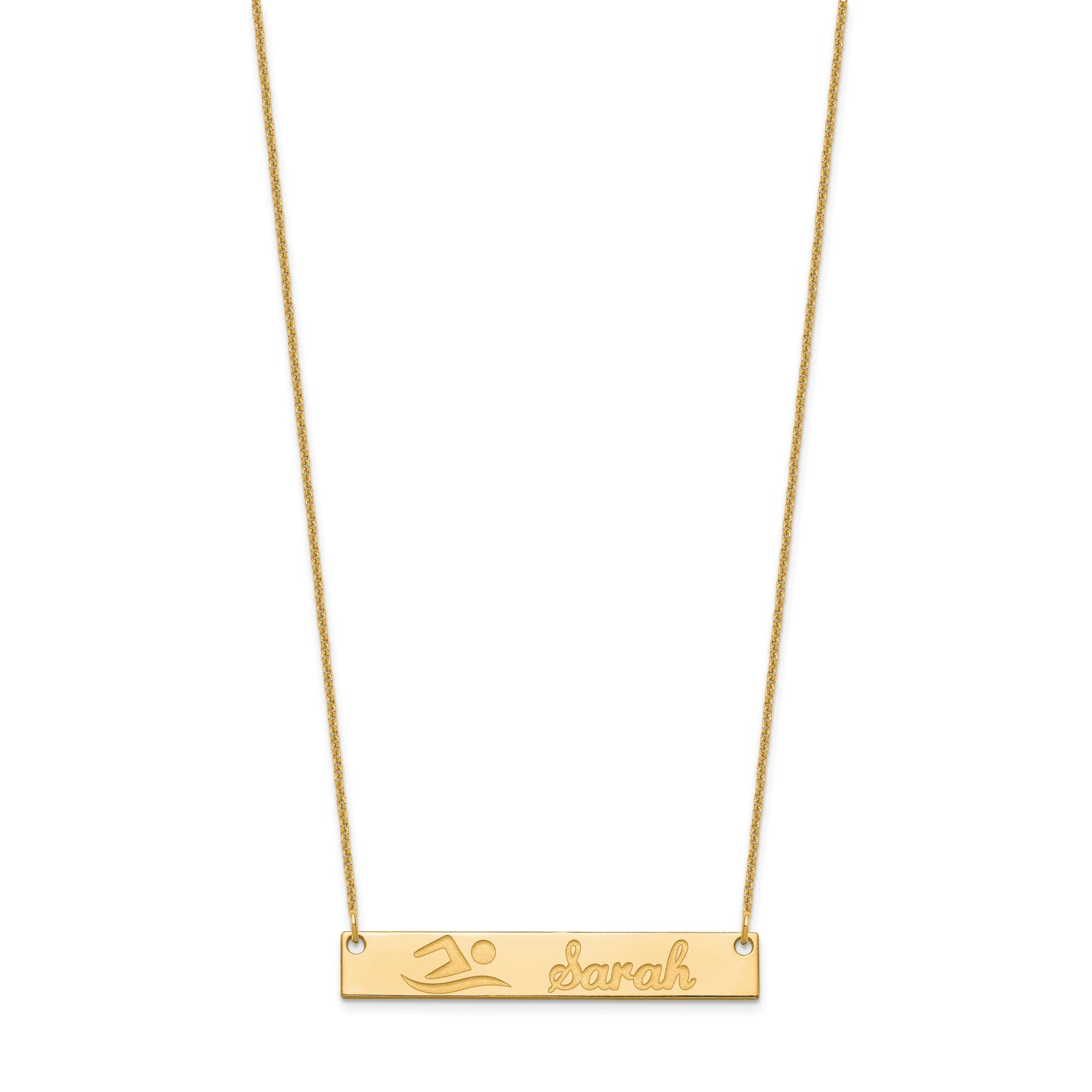 14K Yellow Gold Medium Customized Bar Necklace