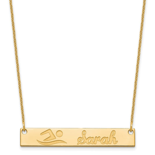 14K Yellow Gold Medium Customized Bar Necklace