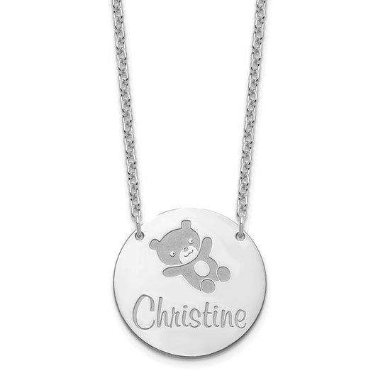 Sterling Silver Rhodium plated Medium Customized Circle Necklace