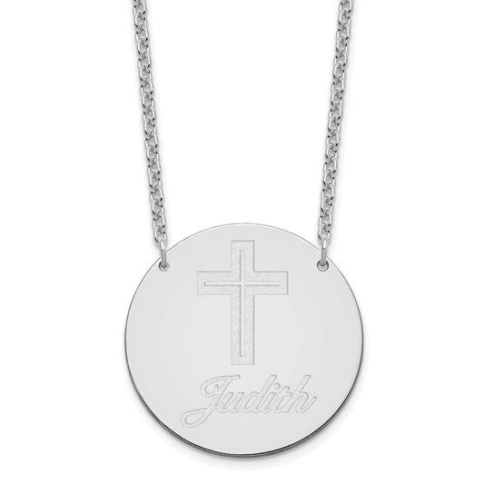 Sterling Silver Rhodium plated Large Customized Circle Necklace
