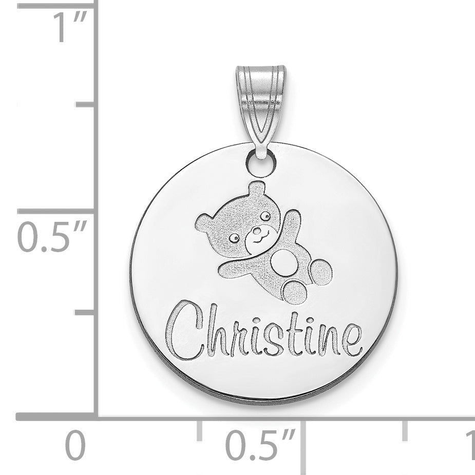 14K White Gold Small Customized Circle Pendant