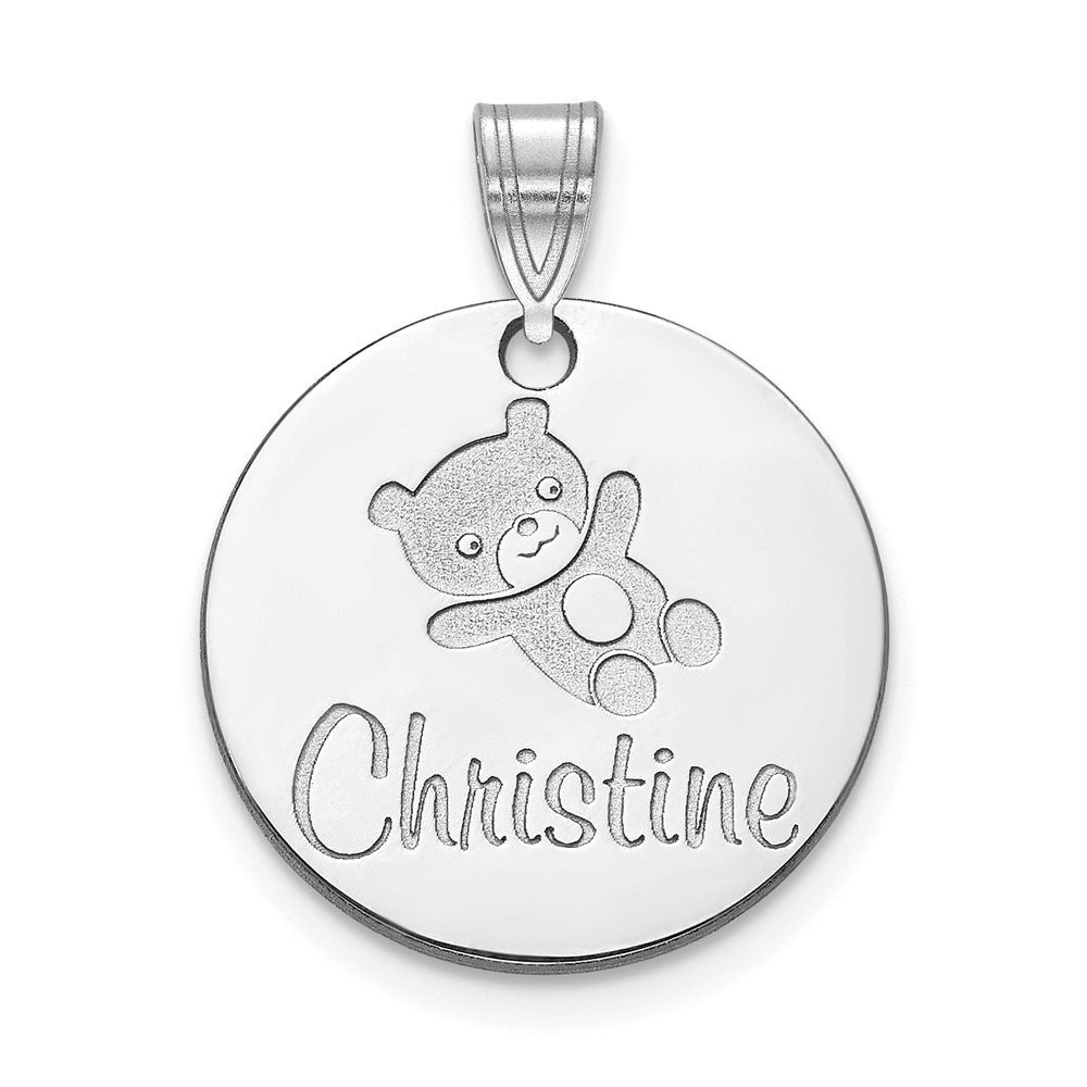 Sterling Silver Rhodium plated small Customized Circle Pendant
