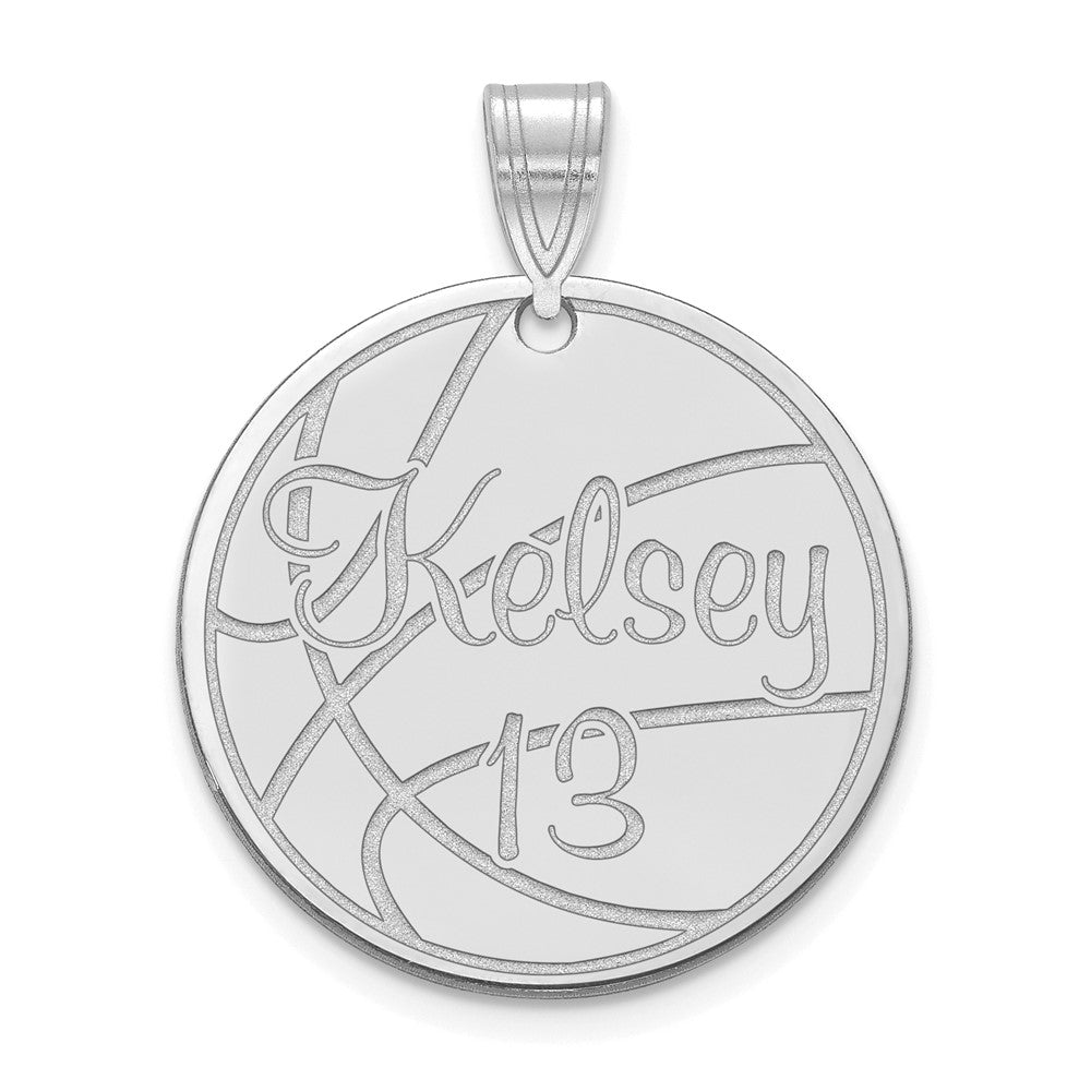 14K White Gold Medium Customized Circle Pendant