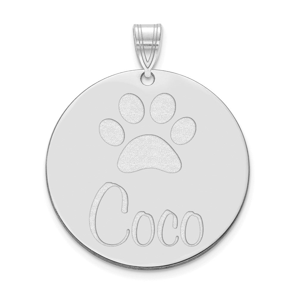 Sterling Silver Rhodium plated Large Customized Circle Pendant