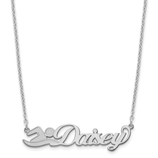 Sterling Silver Rhodium plated Small Customized Name Plate Necklace