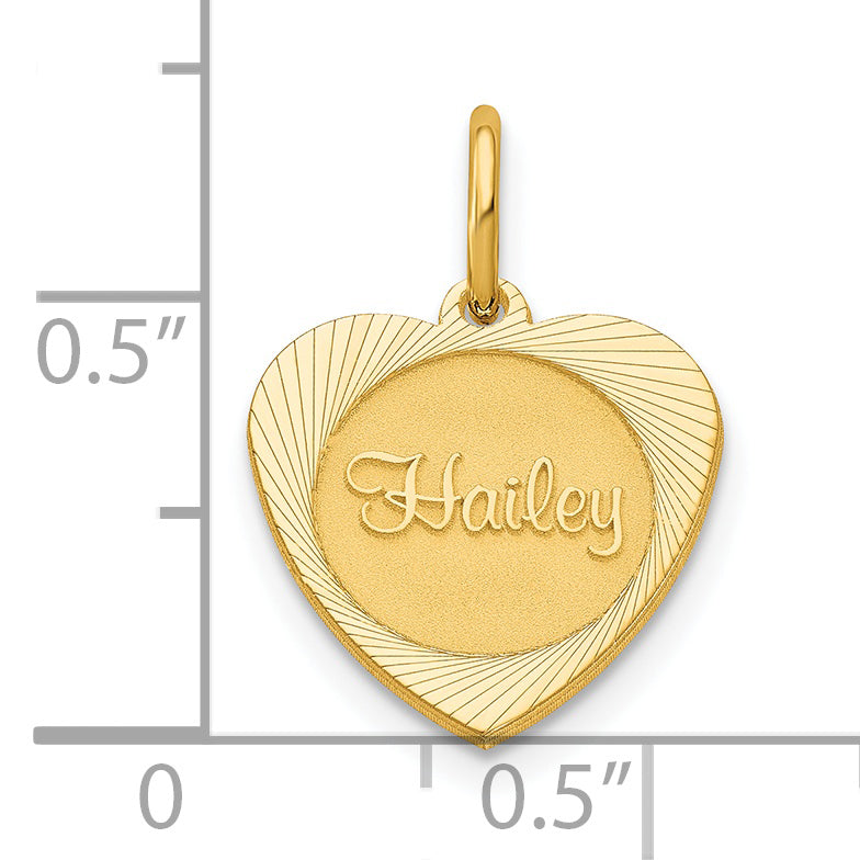 Sterling Silver Gold plated Small Heart Disc with Name Charm