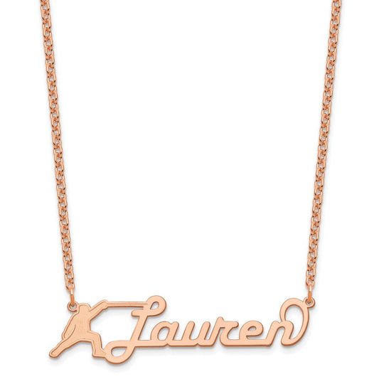 Sterling Silver Rose Gold plated Medium Customized Name Plate Necklace