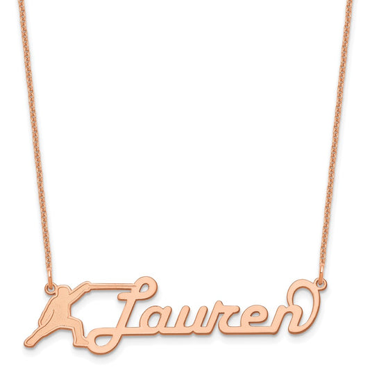 14K Rose Gold Medium Customized Name Plate Necklace