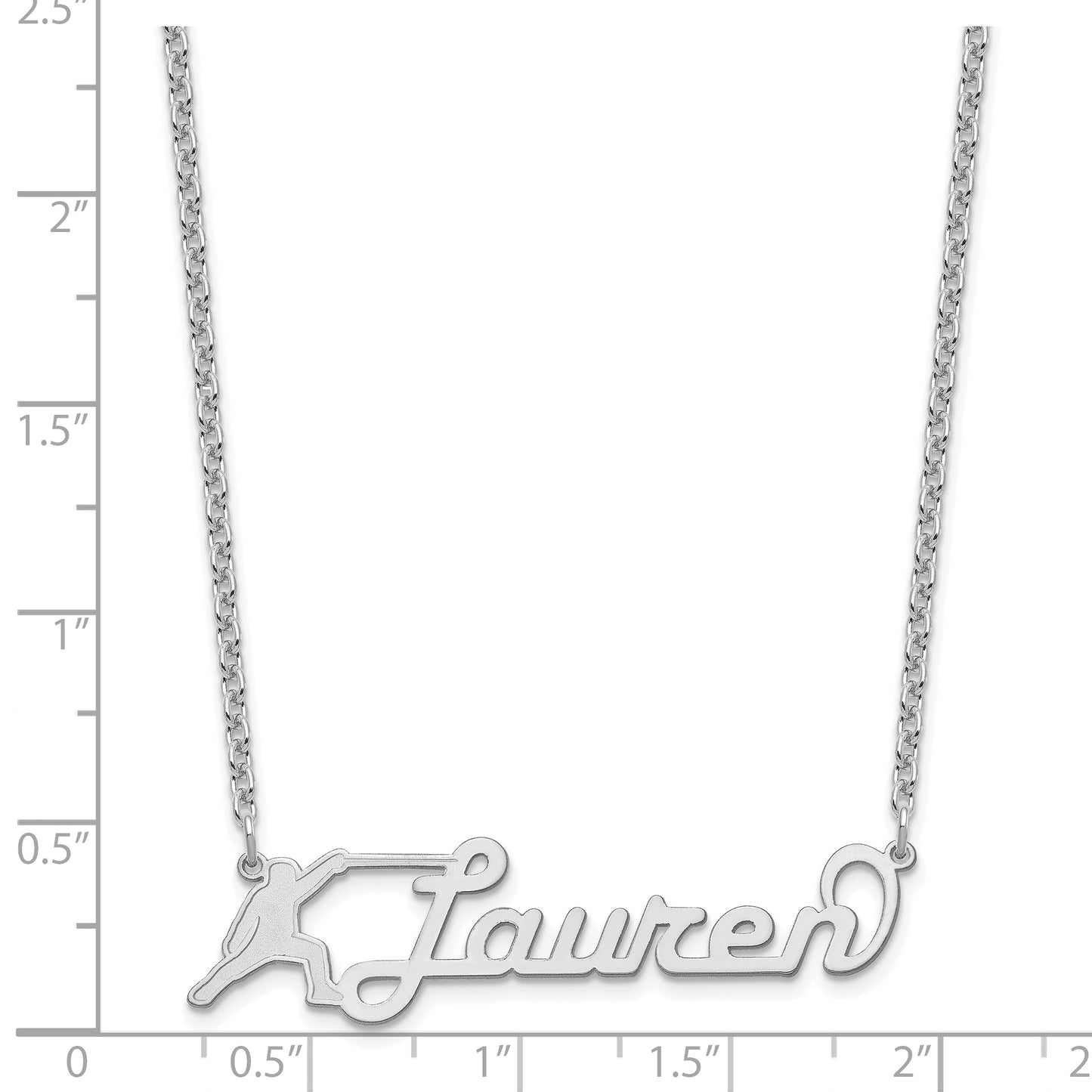 Sterling Silver Rhodium plated Medium Customized Name Plate Necklace