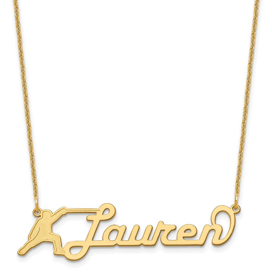 14K Yellow Gold Medium Customized Name Plate Necklace