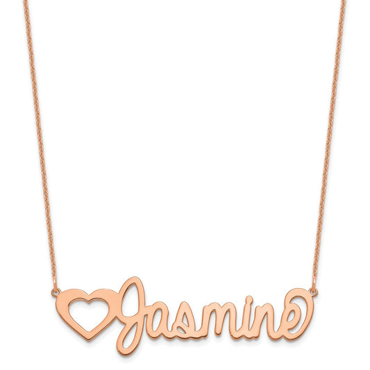 14K Rose Gold Large Customized Name Plate Necklace