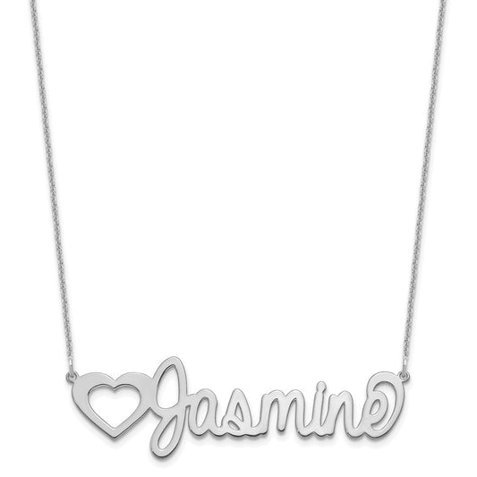 14K White Gold Large Customized Name Plate Necklace