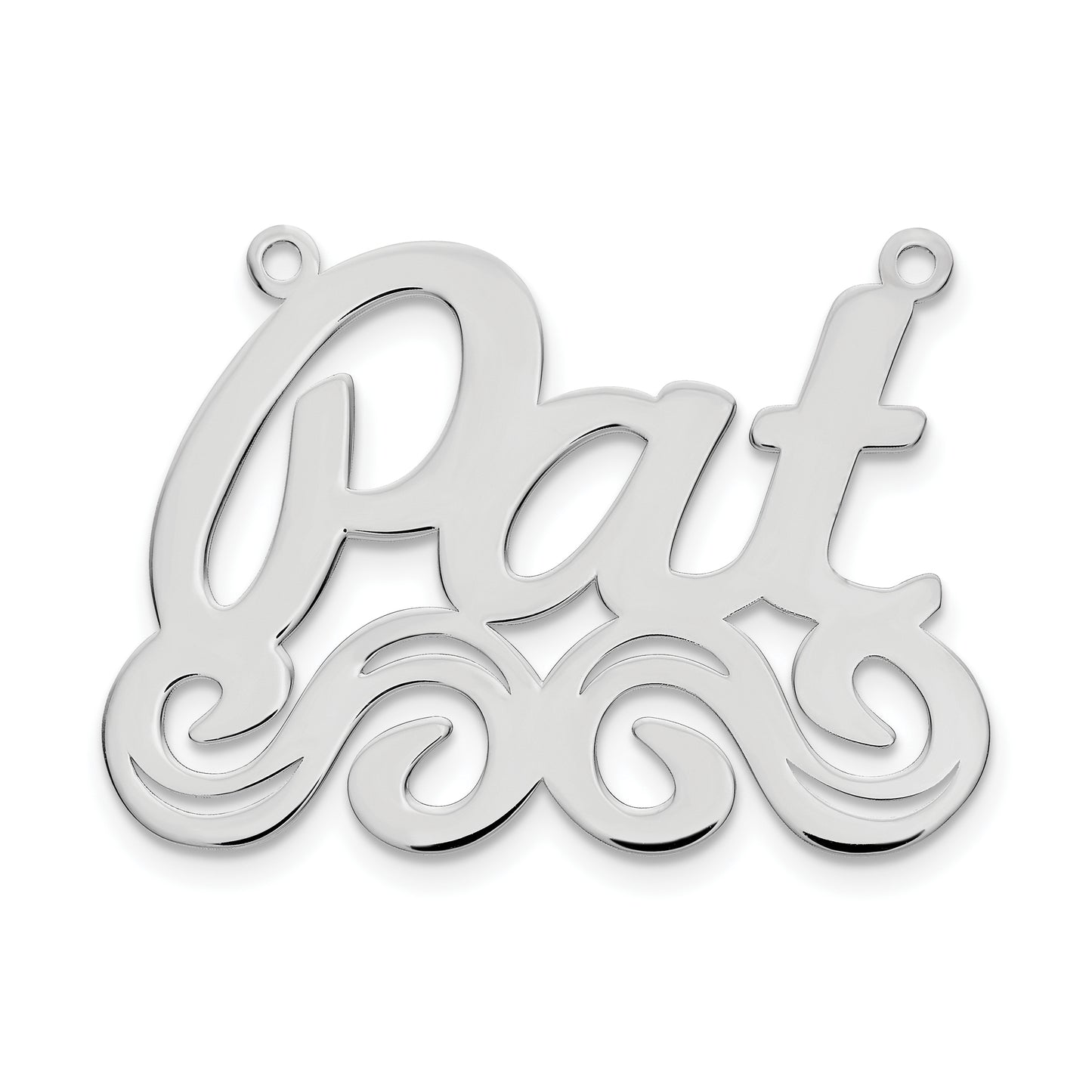Sterling Silver Rhodium plated Polished Name Plate