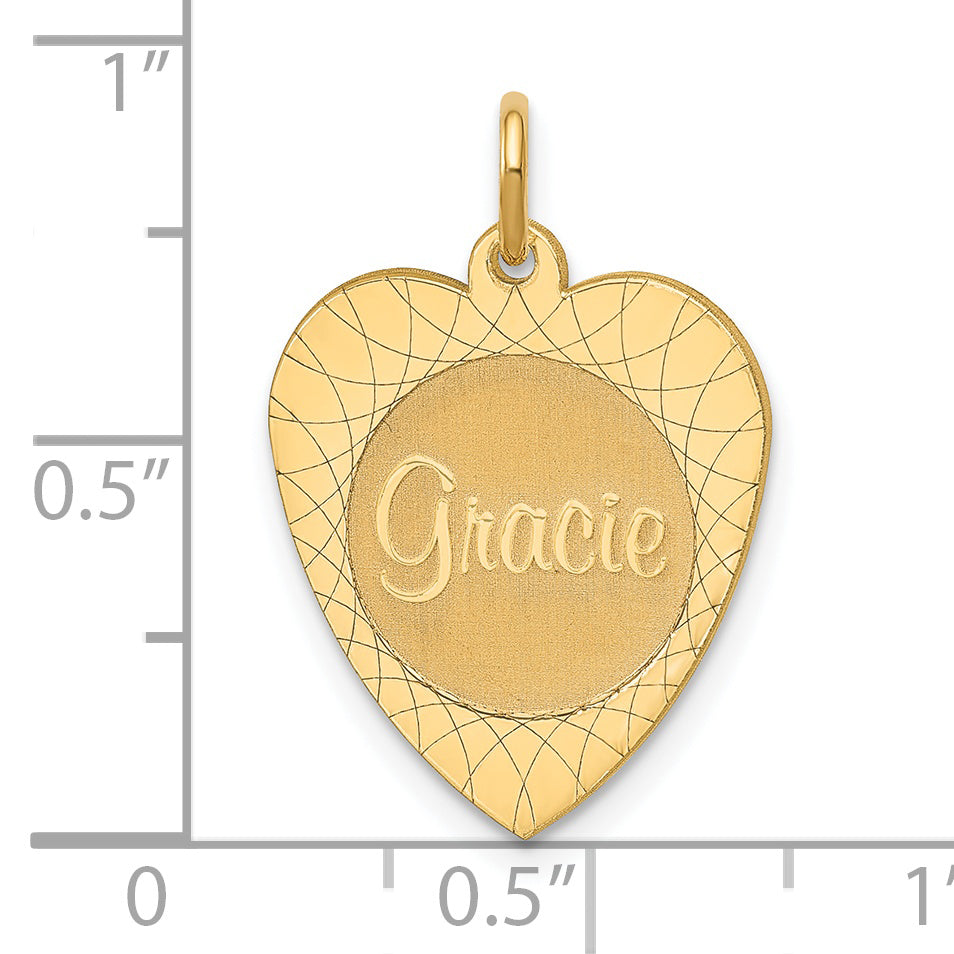 Sterling Silver Gold plated Large Heart Disc with Name Charm