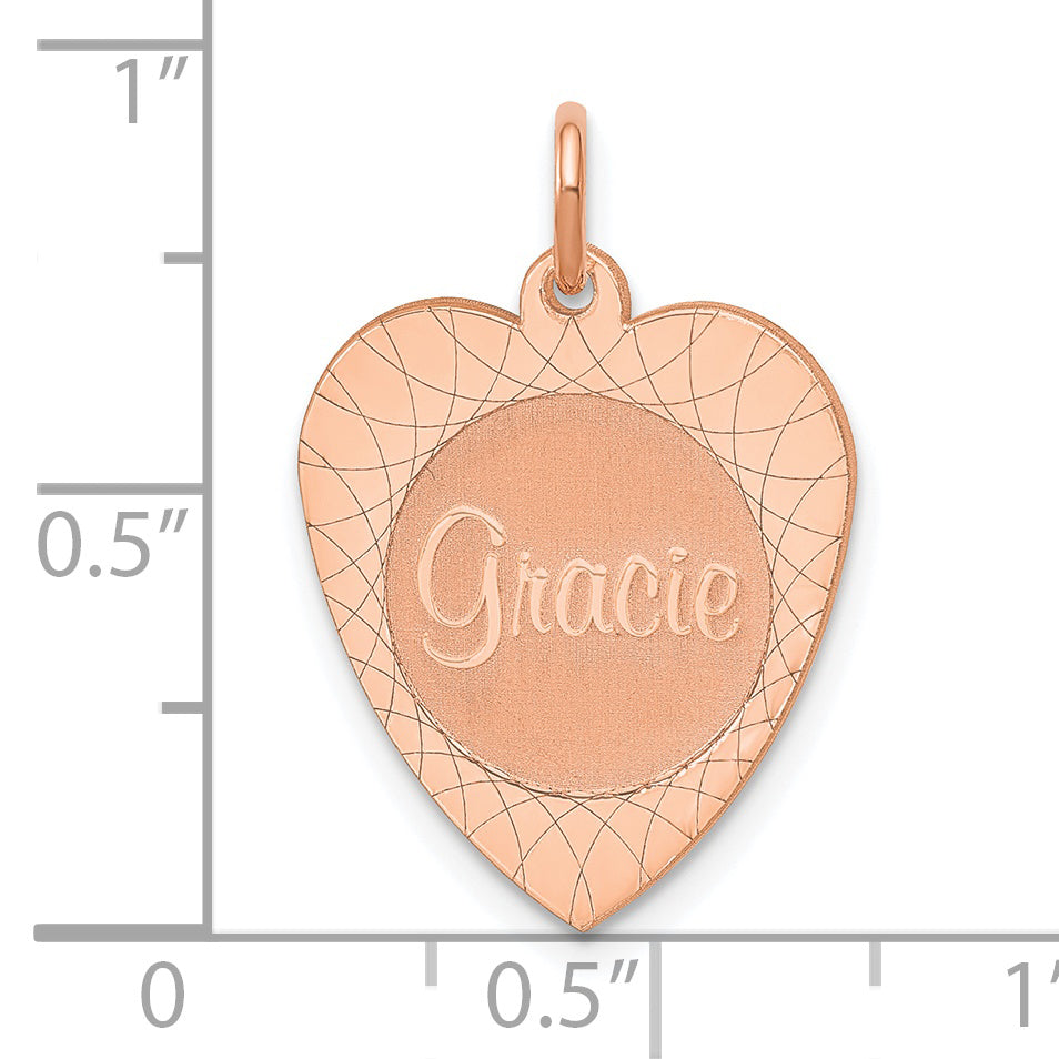 Sterling Silver Rose Gold plated Large Heart Disc with Name Charm