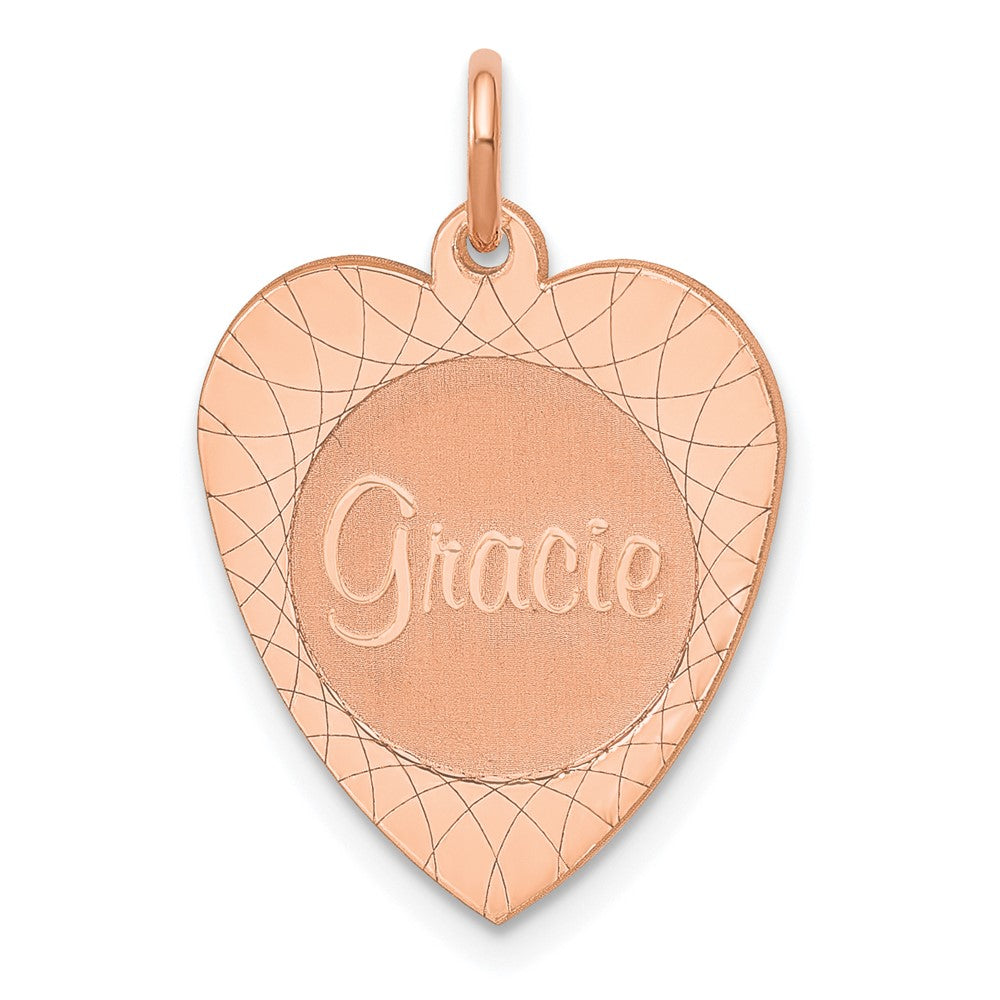 Sterling Silver Rose Gold plated Large Heart Disc with Name Charm