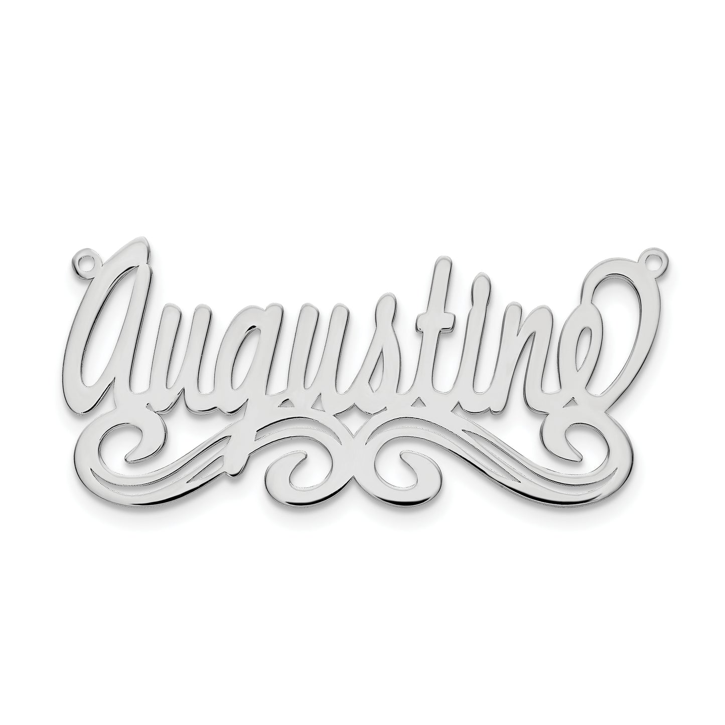 Sterling Silver Rhodium plated Polished Name Plate