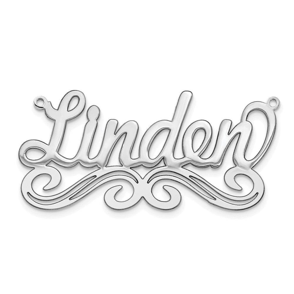 Sterling Silver Rhodium plated Polished Name Plate