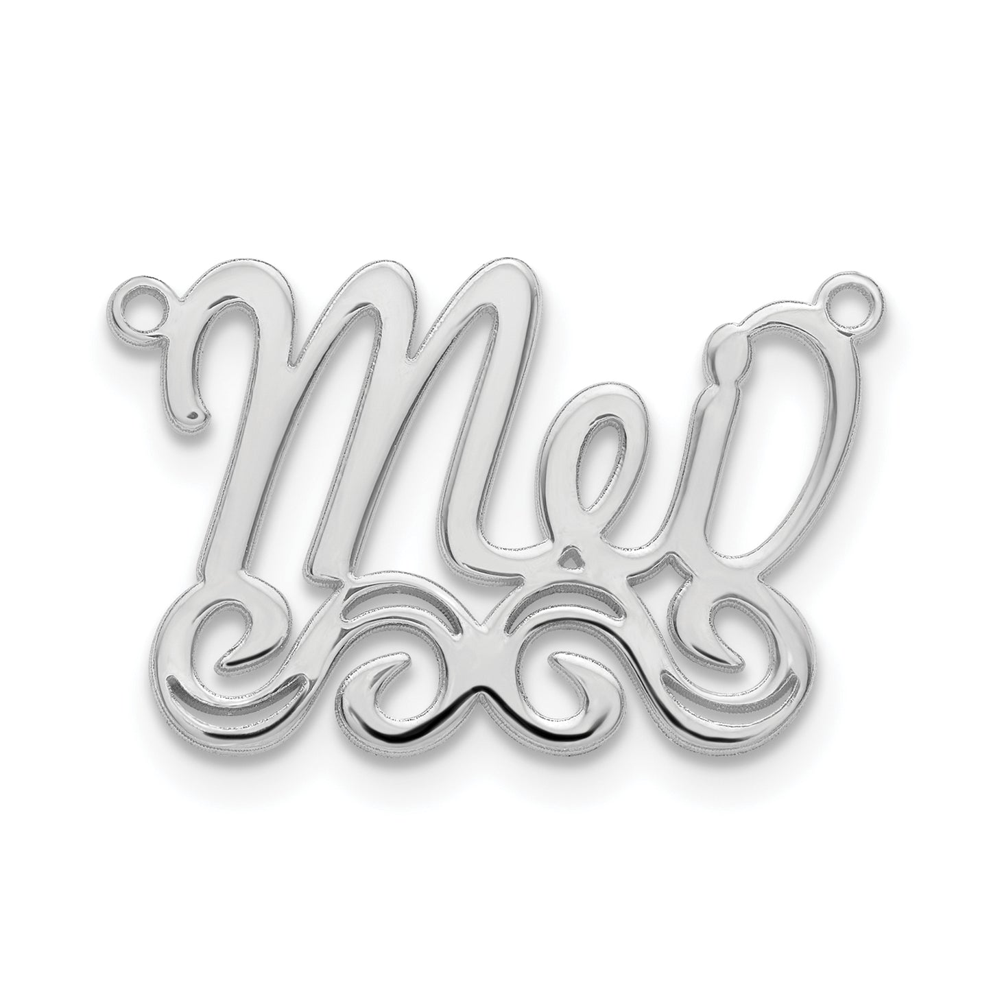 Sterling Silver Rhodium plated Polished Name Plate