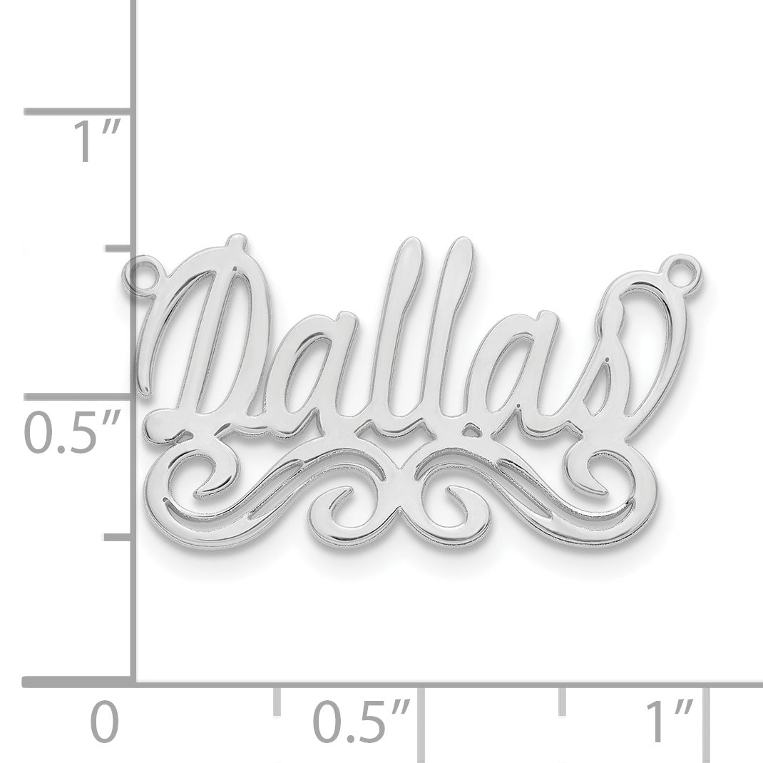 Sterling Silver Rhodium plated Polished Name Plate