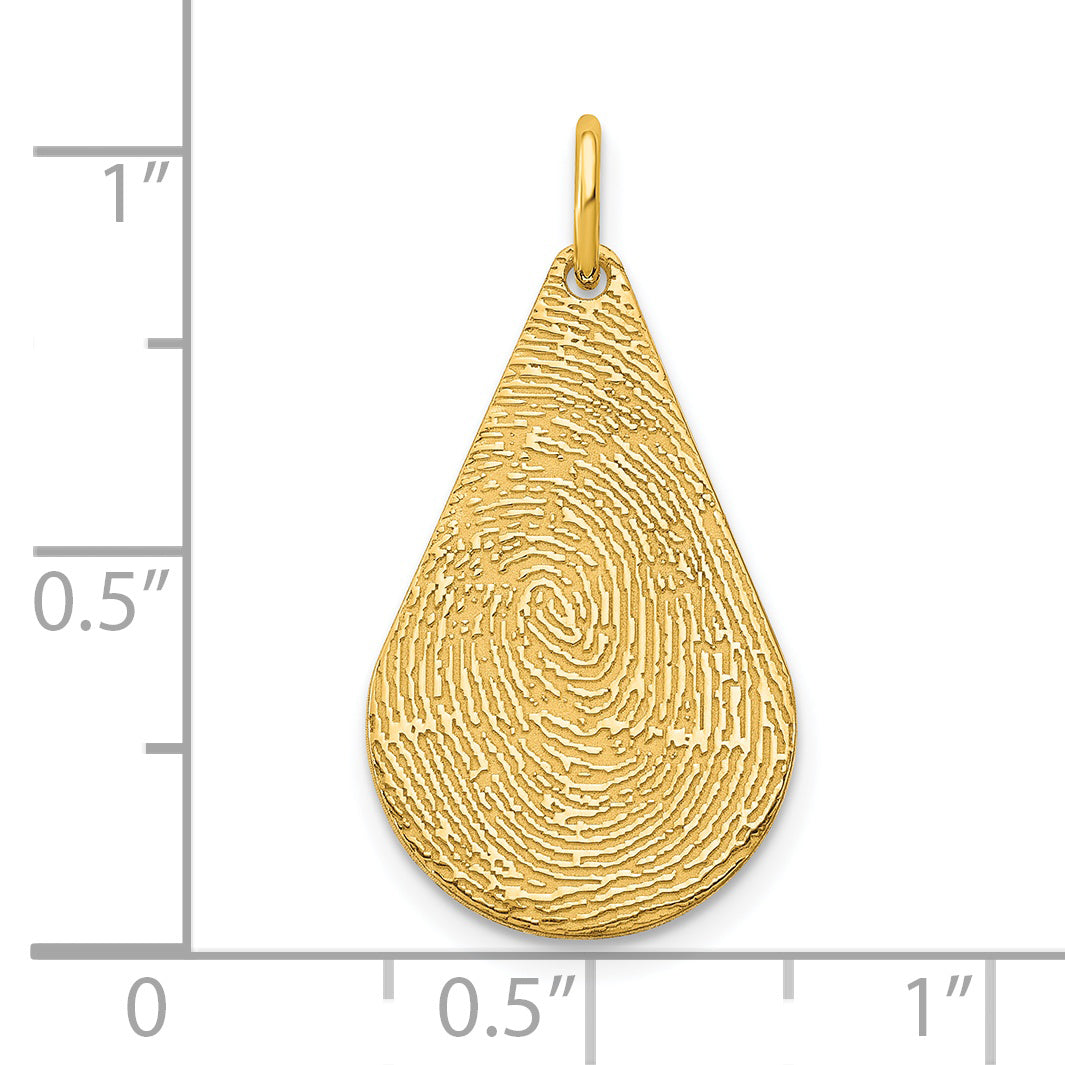 Sterling Silver Gold plated Tear Drop Fingerprint Charm