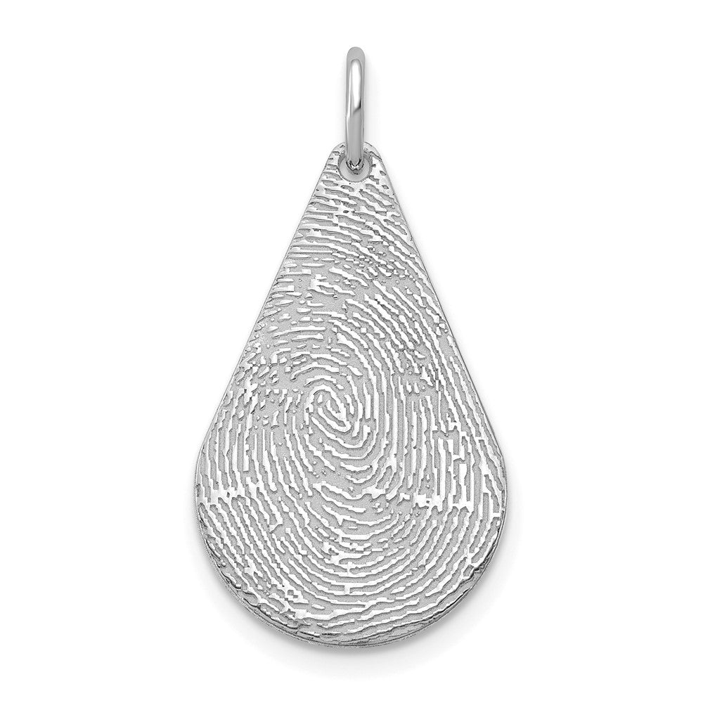 Sterling Silver Rhodium plated Tear Drop Fingerprint Charm