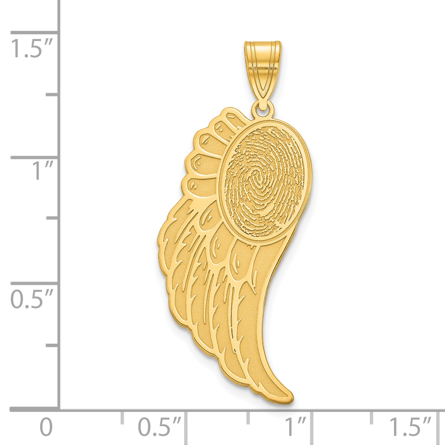 Sterling Silver Rhodium plated Angel Wing Fingerprint Pendant