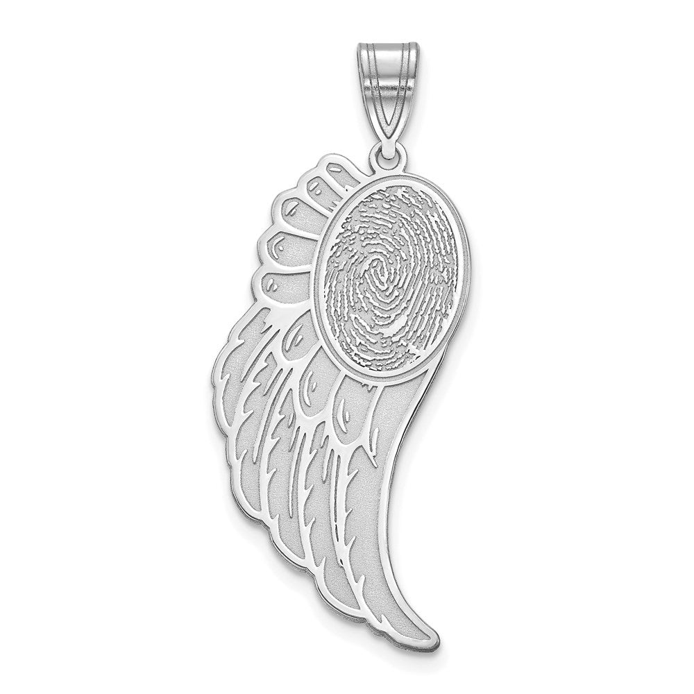10K White Gold Angel Wing Fingerprint Pendant