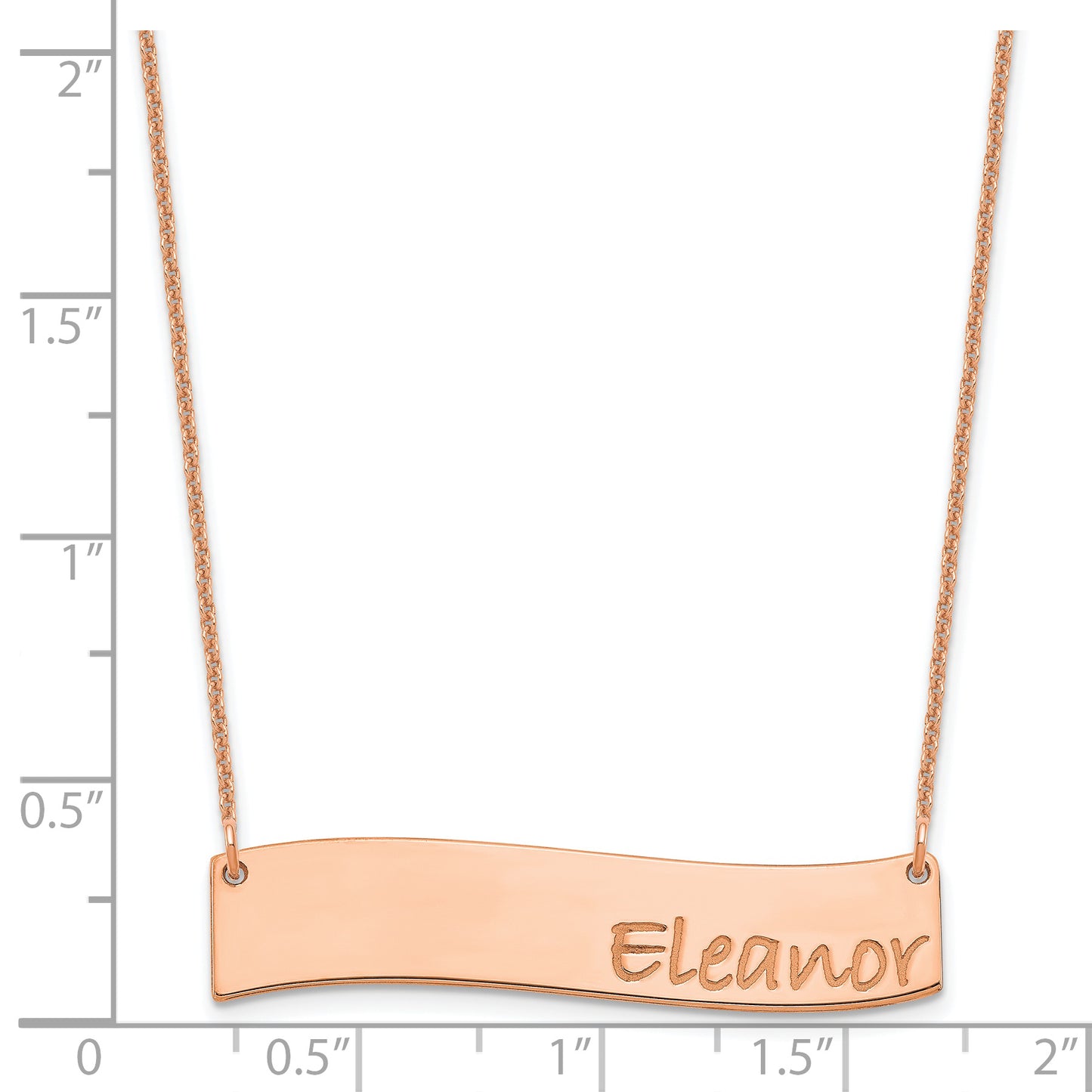 14K Rose Gold Medium Polished Curved Bar Necklace
