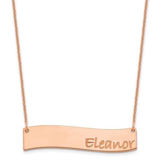 14K Rose Gold Medium Polished Curved Bar Necklace