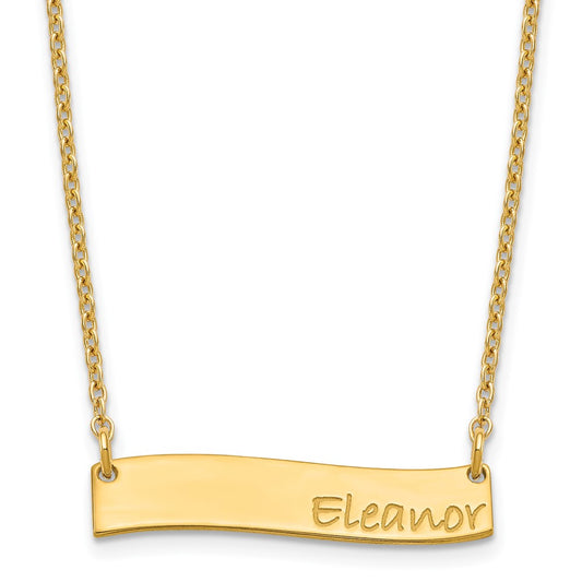 Sterling Silver Gold plated Small Polished Curved Bar Necklace