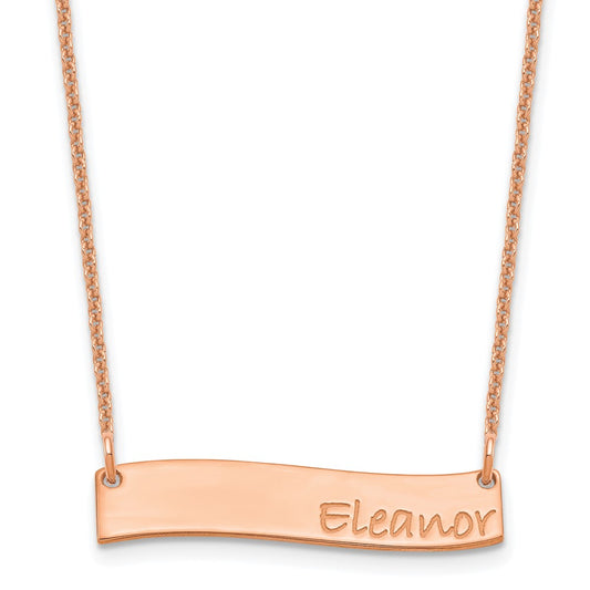 14K Rose Gold Small Polished Curved Bar Necklace