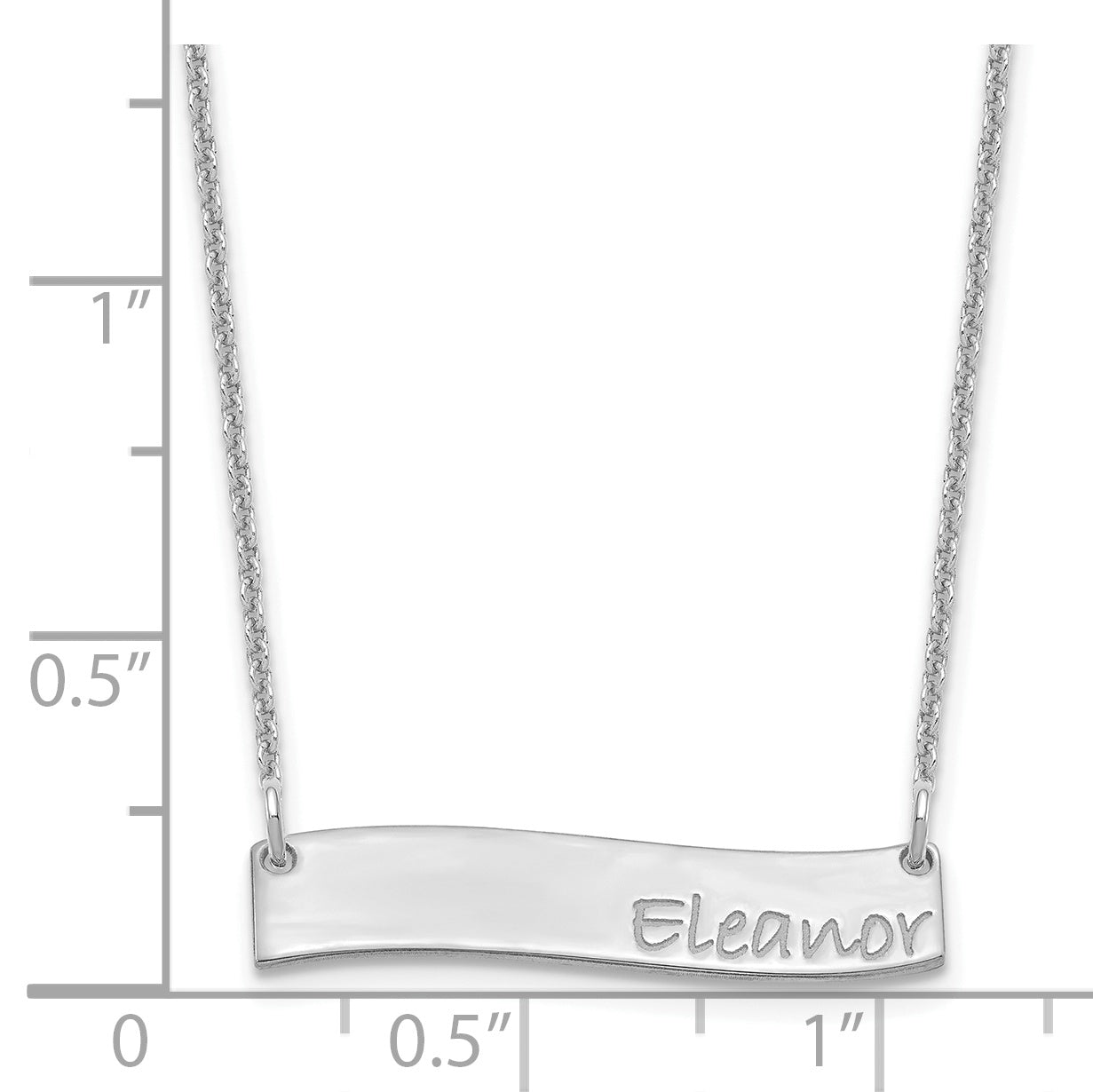 14K White Gold Small Polished Curved Bar Necklace