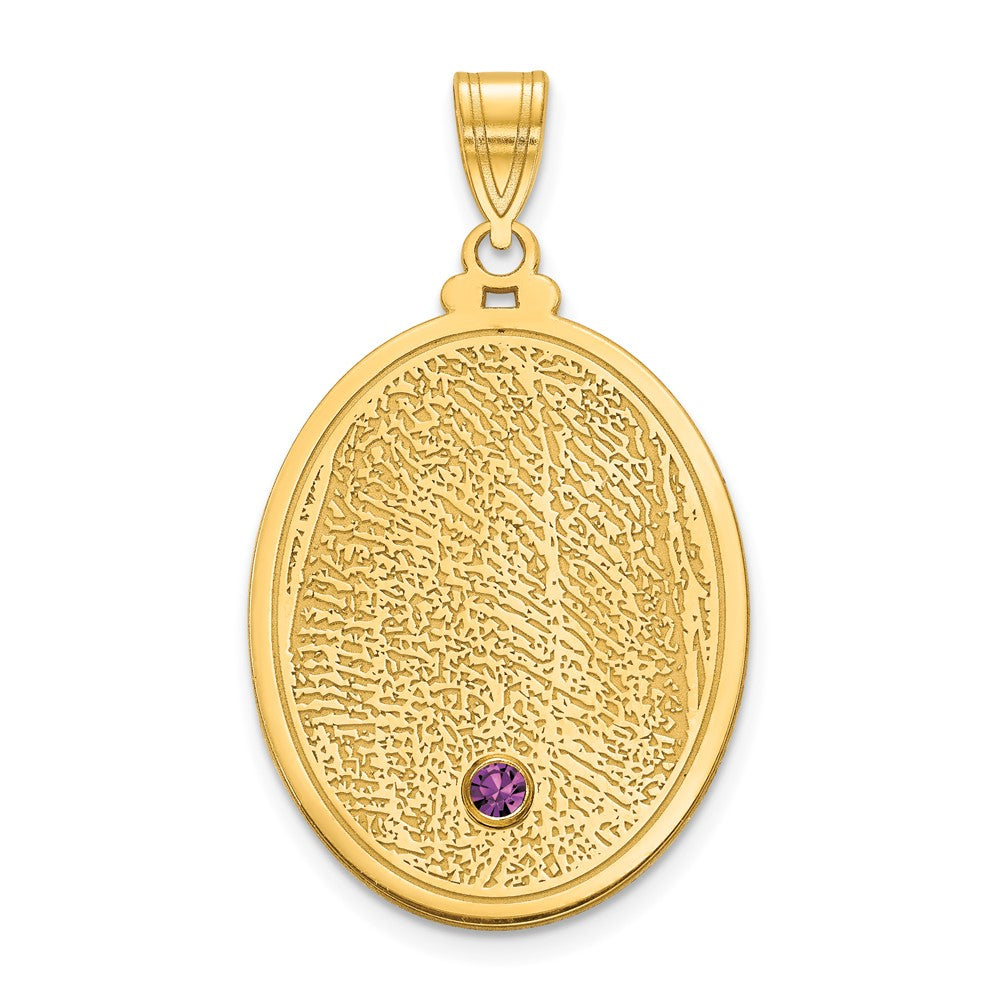 Sterling Silver Gold plated Oval Fingerprint with Birthstone Pendant