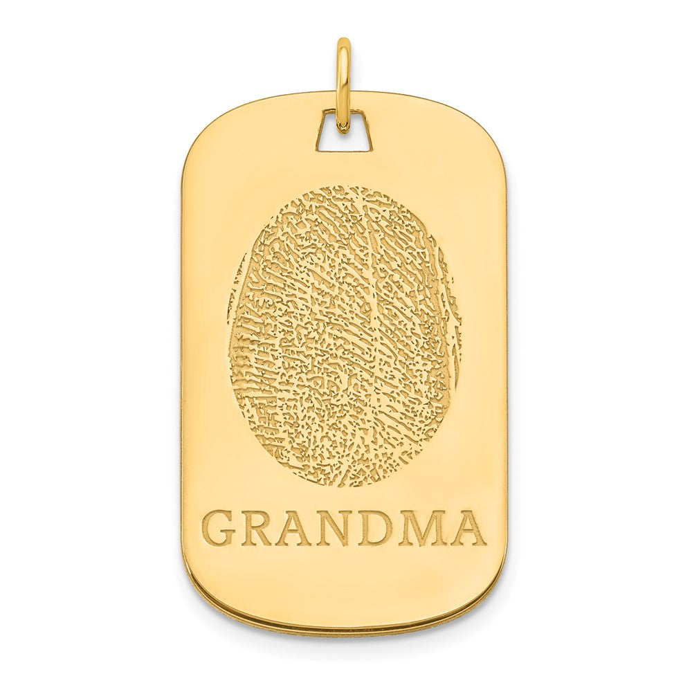 14K Yellow Gold Dog Tag Fingerprint Charm