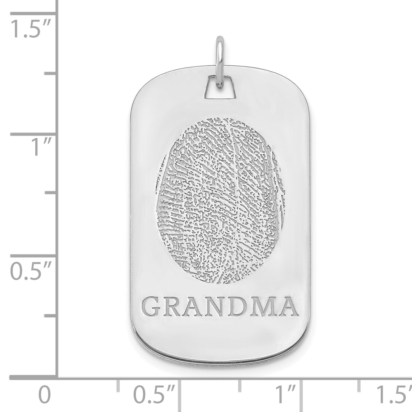 10K White Gold Dog Tag Fingerprint Charm