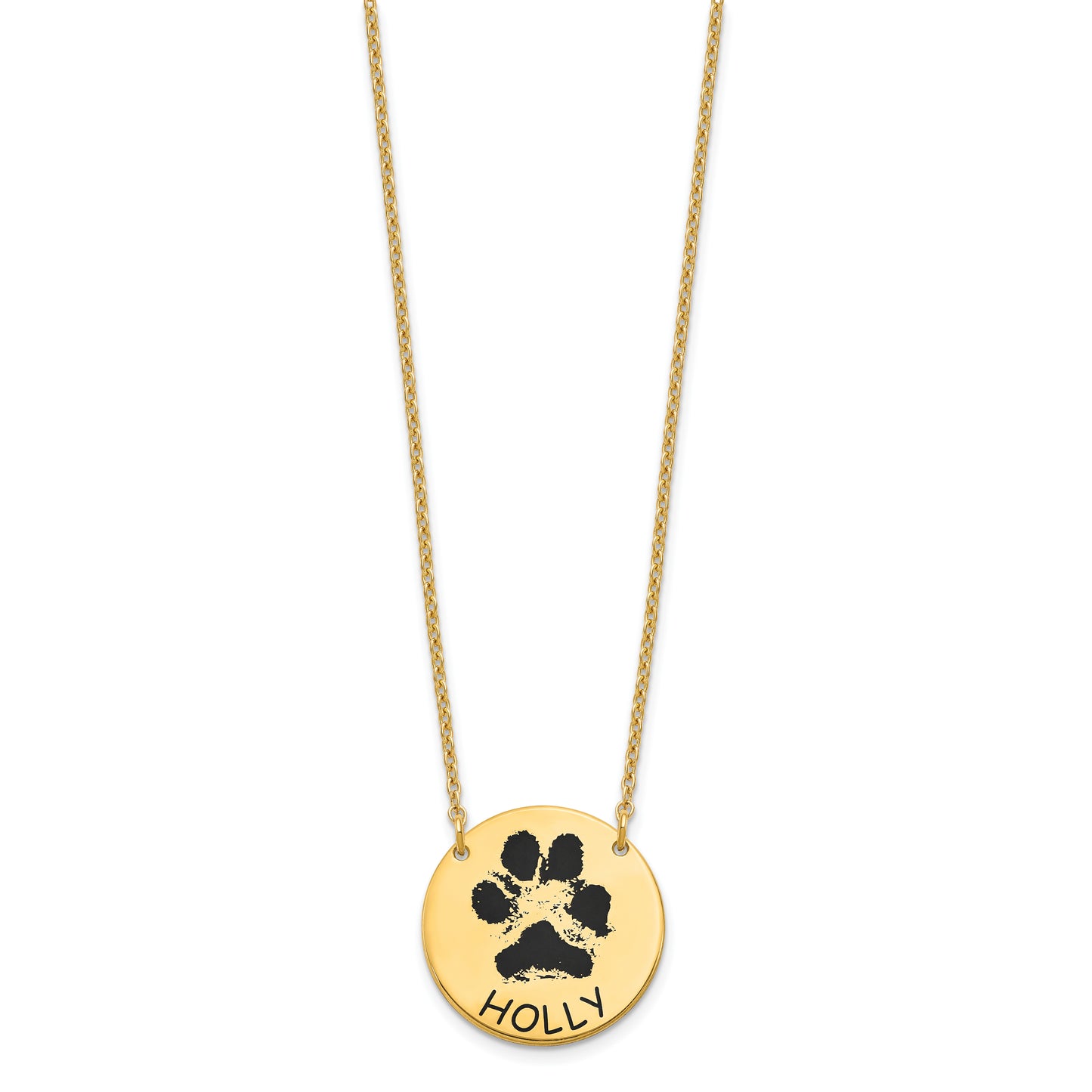 Sterling Silver Gold plated Small Enameled Paw Print Necklace