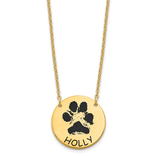 Sterling Silver Gold plated Small Enameled Paw Print Necklace