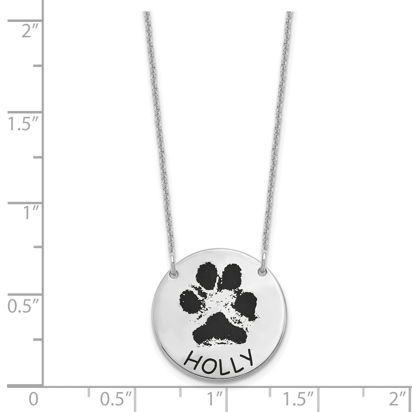 14K White Gold Small Enameled Paw Print Necklace