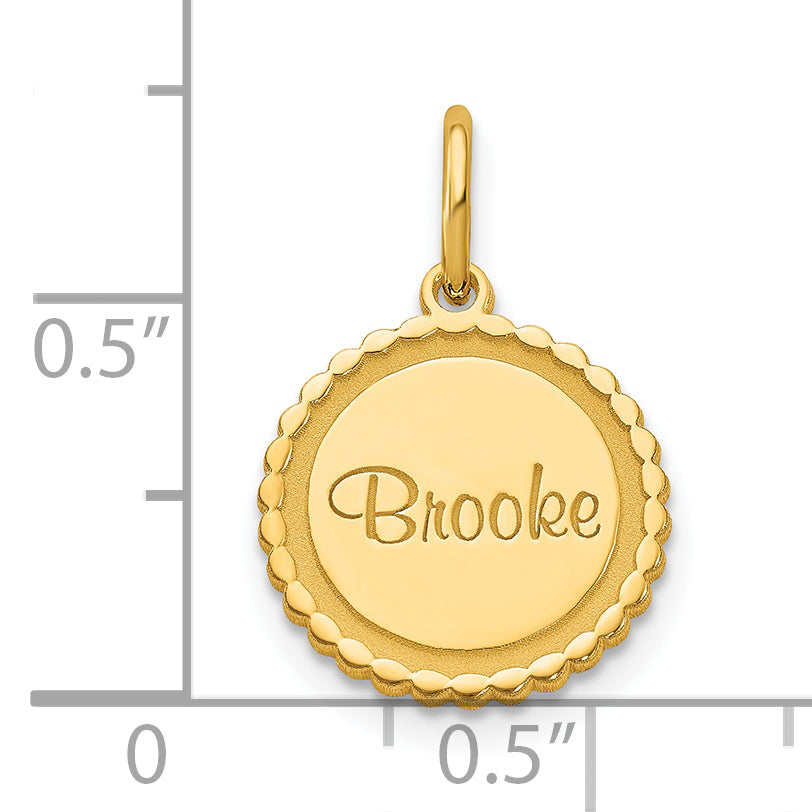 Sterling Silver Gold plated Scalloped Round Disc with Name Charm
