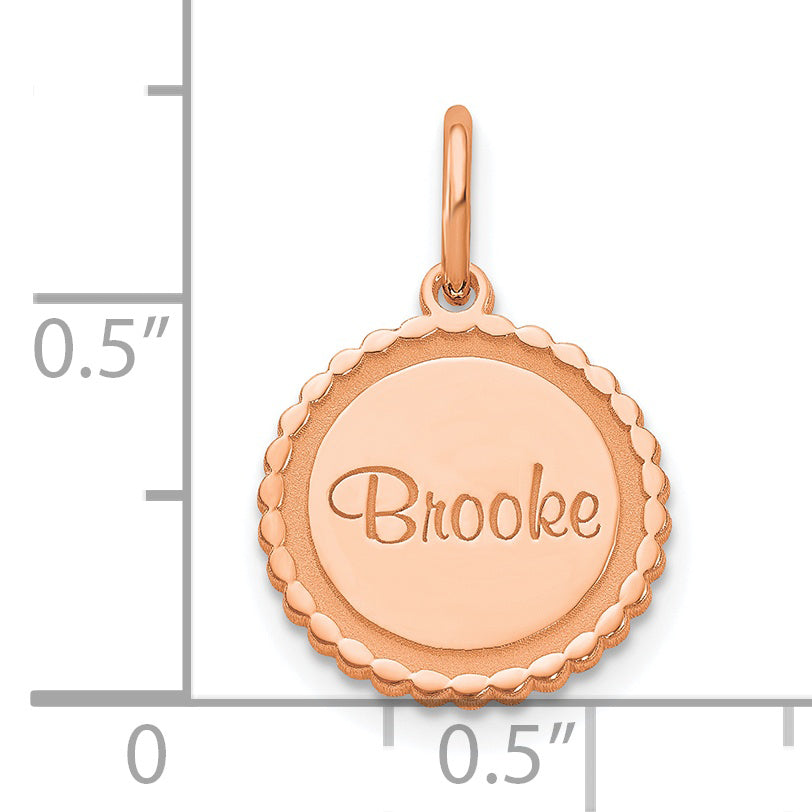 Sterling Silver Rose Gold plated Scalloped Round Disc with Name charm
