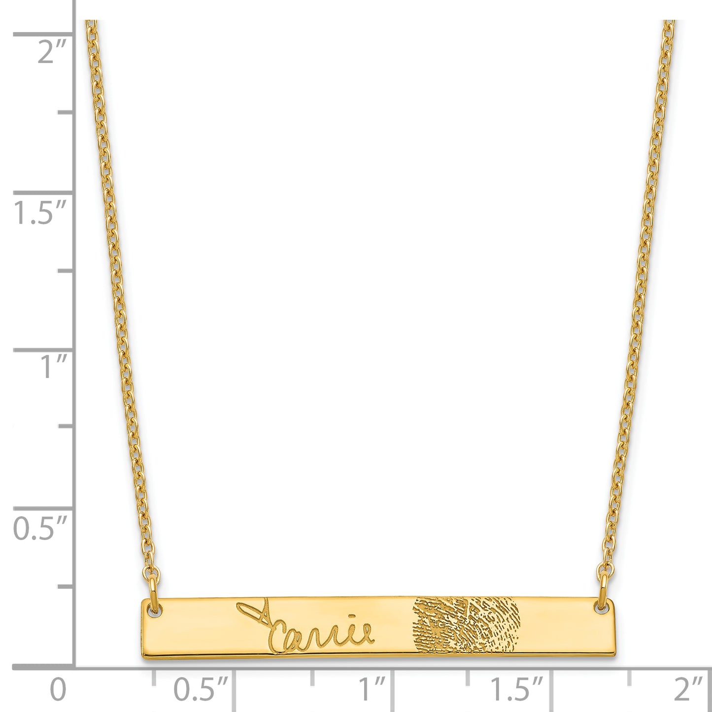 Sterling Silver Gold plated Signature and Fingerprint Bar Necklace