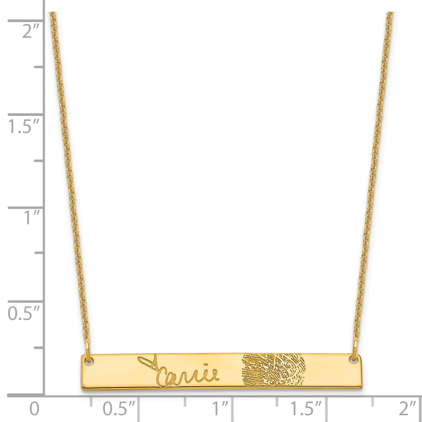 14K Yellow Gold Signature and Fingerprint Bar Necklace
