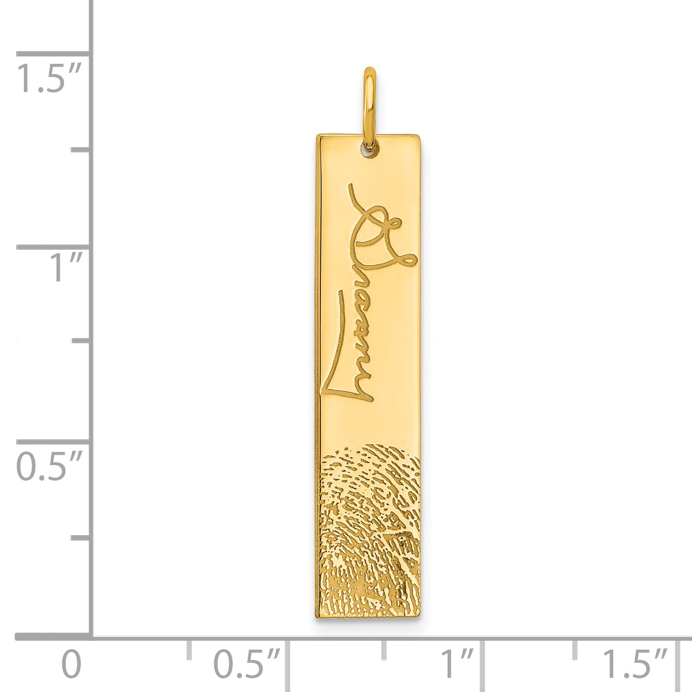 Sterling Silver Gold plated Vertical Signature and Fingerprint Charm