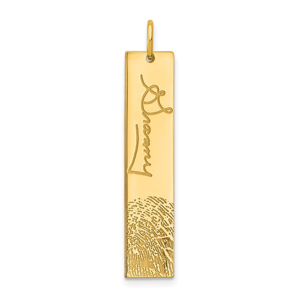 Sterling Silver Gold plated Vertical Signature and Fingerprint Charm