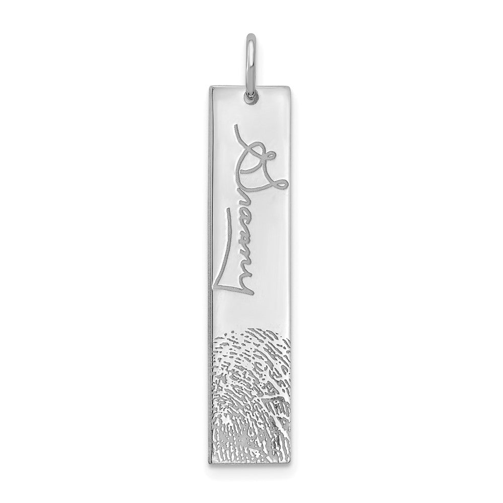 10K White Gold Vertical Signature and Fingerprint Charm