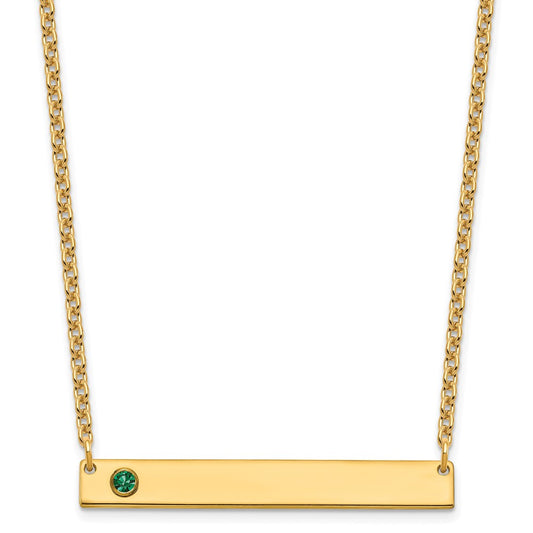 Sterling Silver Gold plated 1 Birthstone Large Bar Necklace